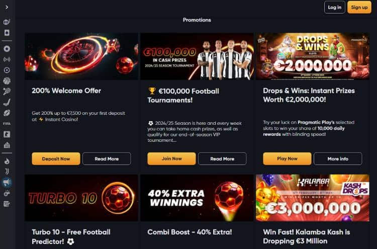 Instant Casino Bonussen, beste bookmakers